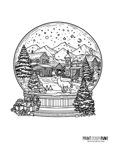 Snow globe clipart coloring pages for a magical holiday season at