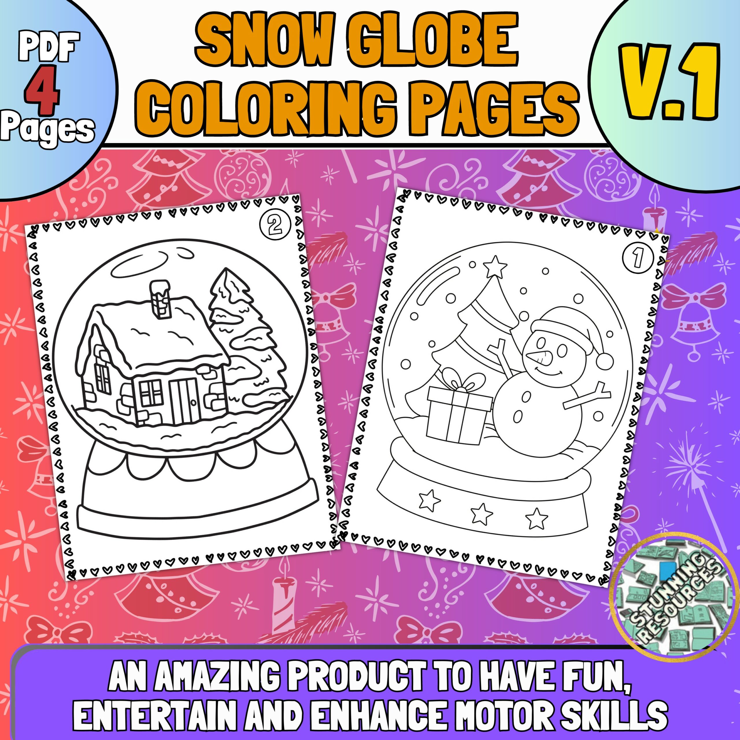 Snow globe coloring pages v made by teachers