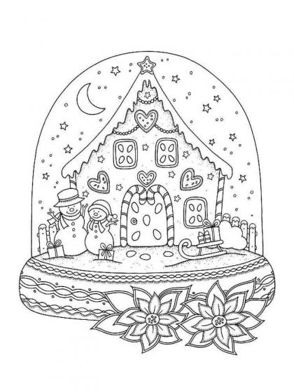 Snow globes coloring pages for adults