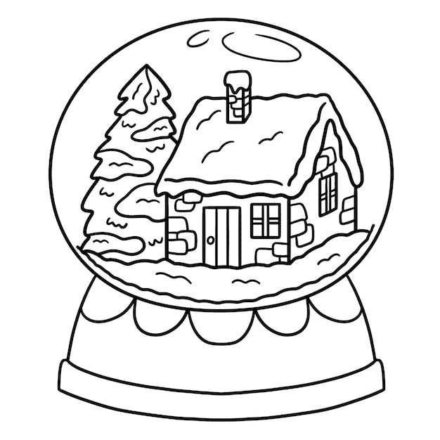 Premium vector christmas snow globe isolated coloring page