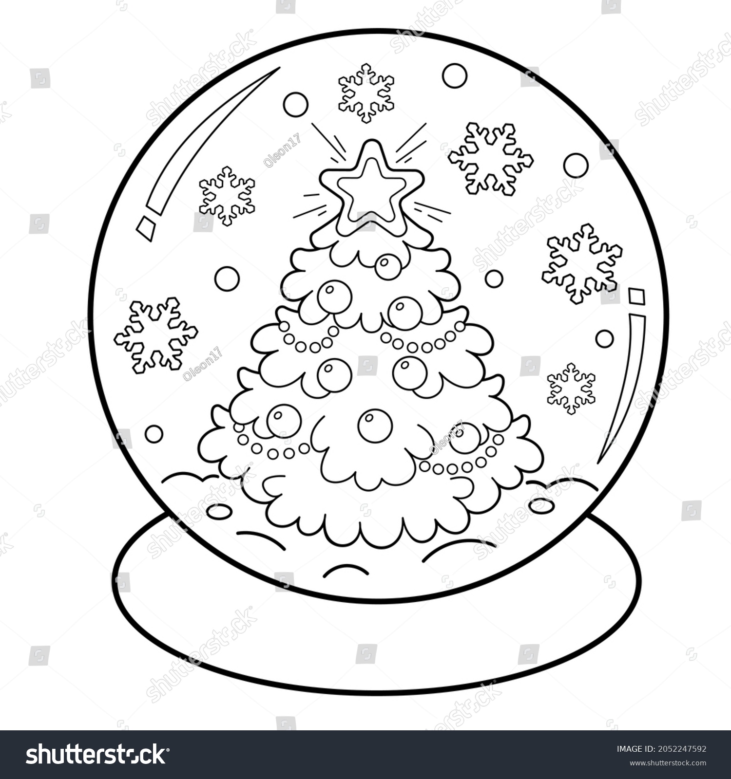 Coloring page outline snow globe christmas stock vector royalty free