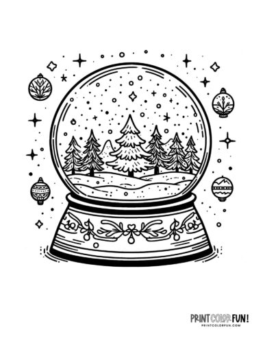 Snow globe clipart coloring pages for a magical holiday season at