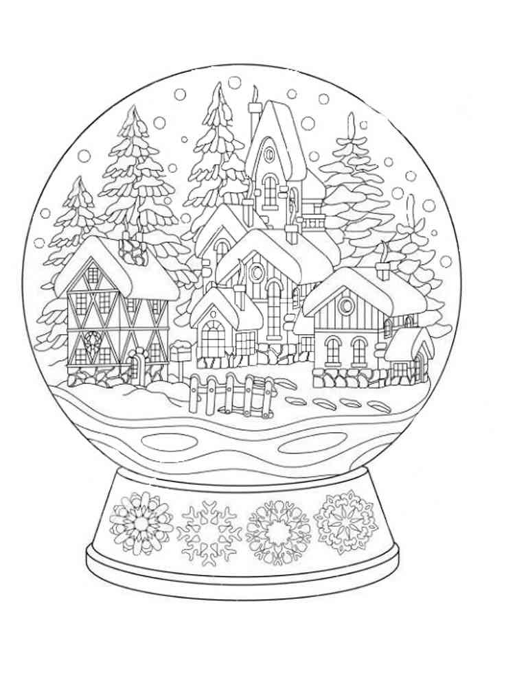 Snow globes coloring pages for adults