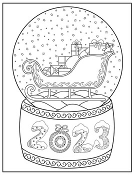 Winter snow globes coloring page zen doodle coloring sheet counselorcheers