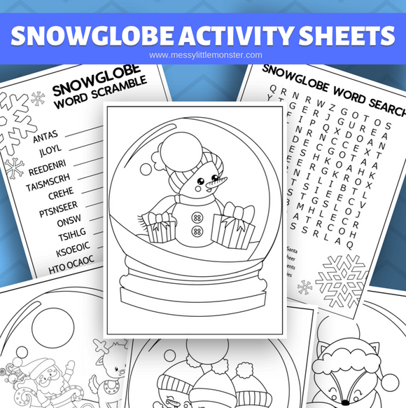 Snow globe coloring pages â messy little monster shop