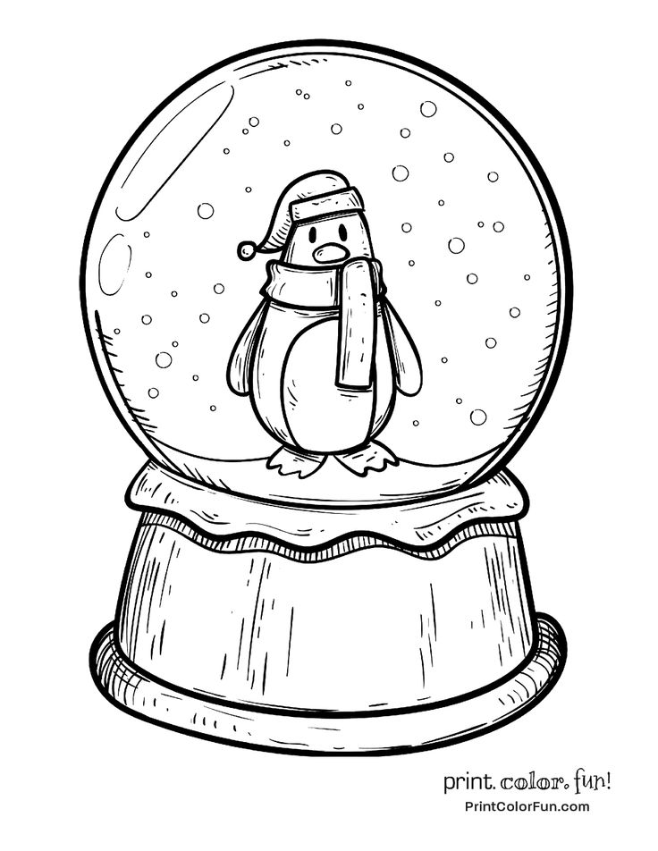 Download and print your page here penguin coloring pages christmas snow globes christmas coloring pages