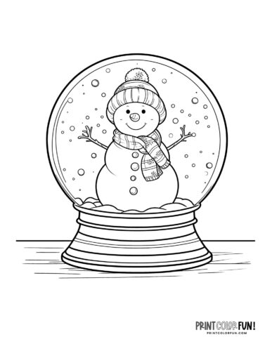 Snow globe clipart coloring pages for a magical holiday season at