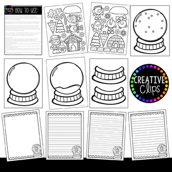 Build a snow globe craft coloring pages made by creative clips