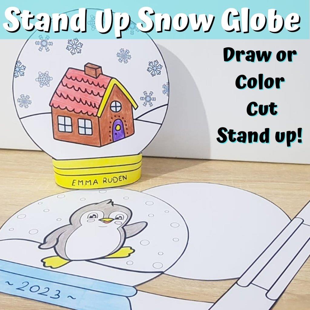 Snow globe template snow globe craft color cut stand