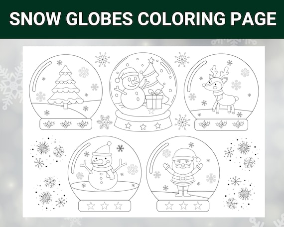 Snow globes coloring page snow globe coloring christmas coloring christmas activities christmas games christmas printables