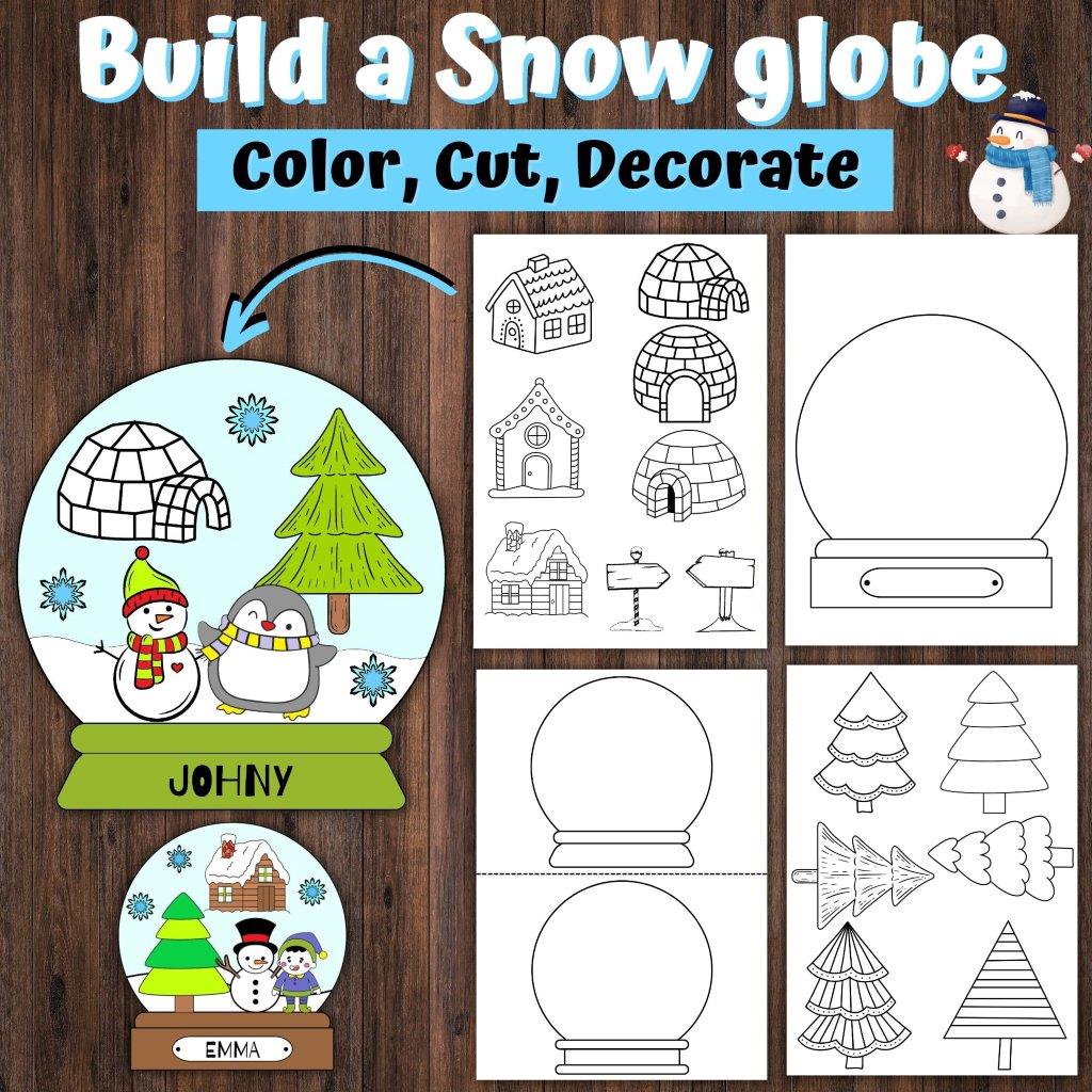 Snow globe template snow globe craft colorcutpaste holidays activities made by teachers