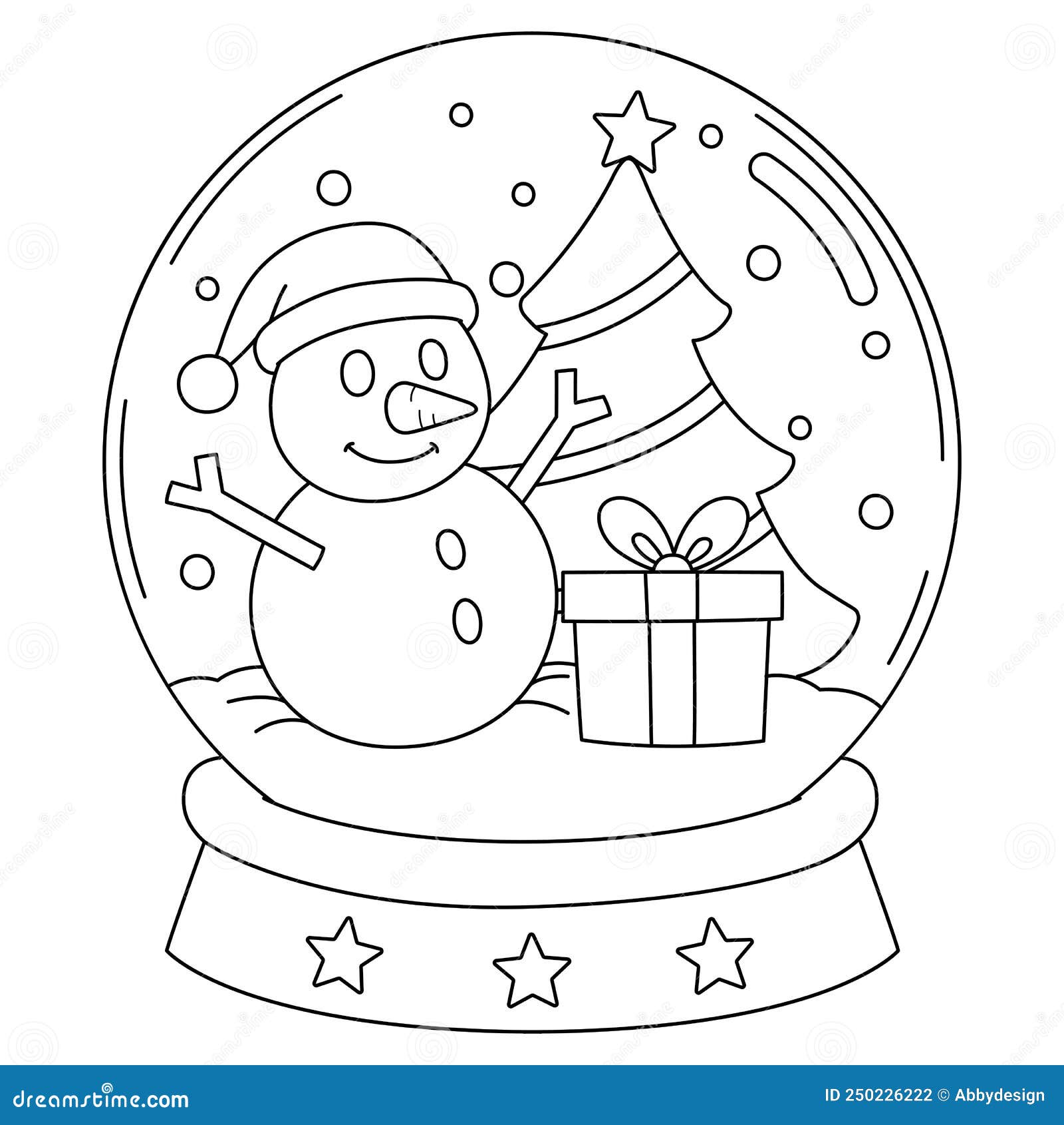 Christmas snow globe isolated coloring page stock vector