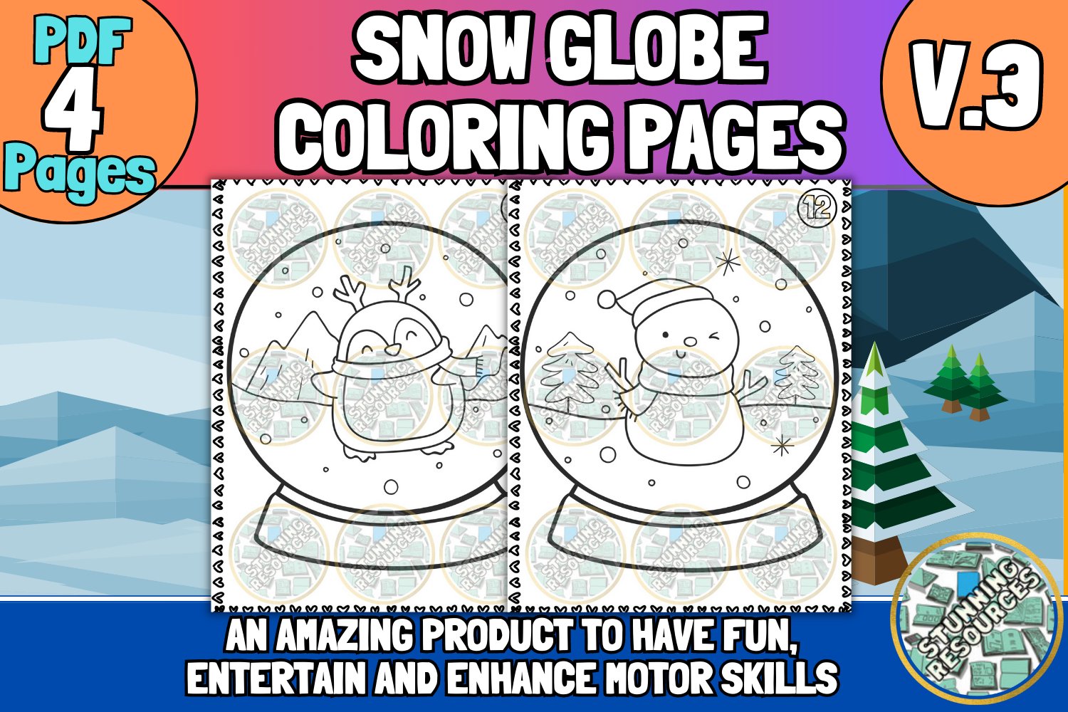 Snow globe coloring pages pdf pages v