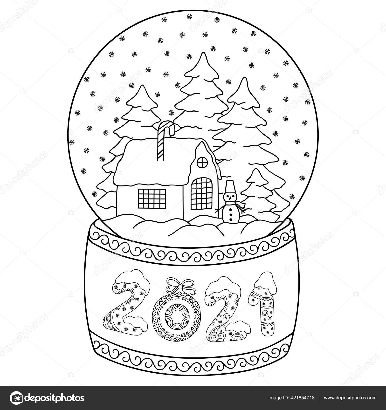 Toy glass snow globe house lettering number coloring book stock vector by rugameteragmail