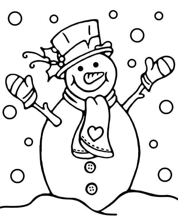 Snowman coloring picture for kids