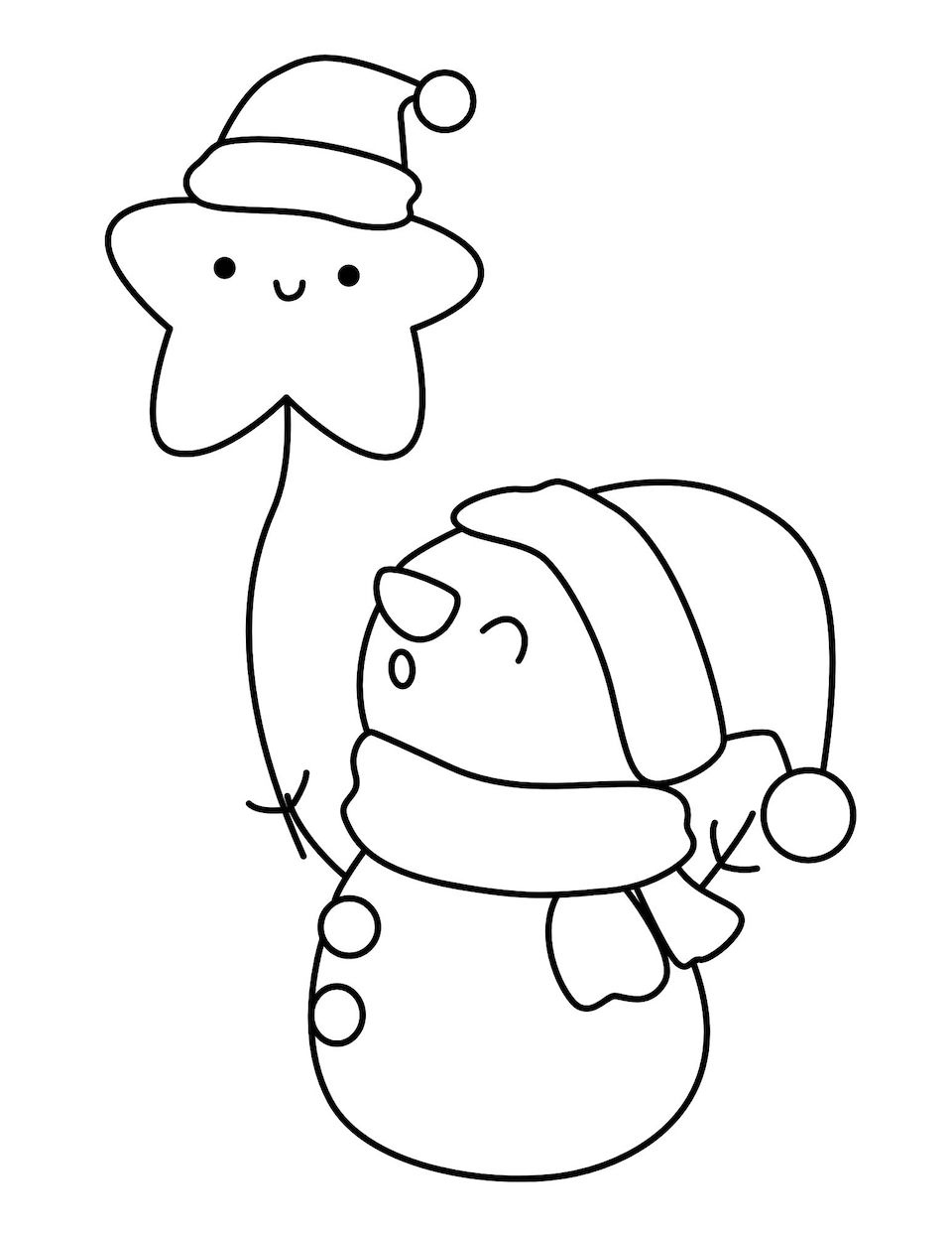 Snowman coloring pages for kids and adults