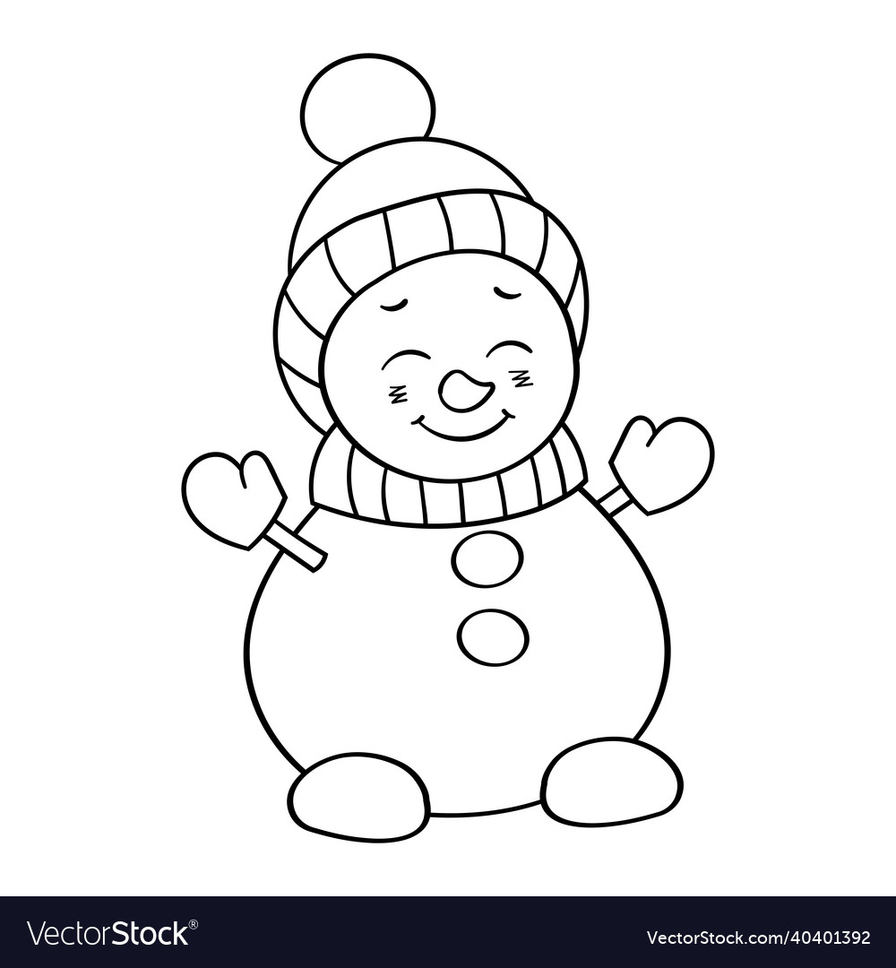 Coloring page with cute snowman royalty free vector image