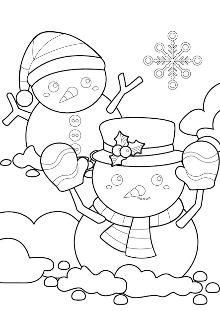 Premium vector cute snowman coloring pages a for kids and adult