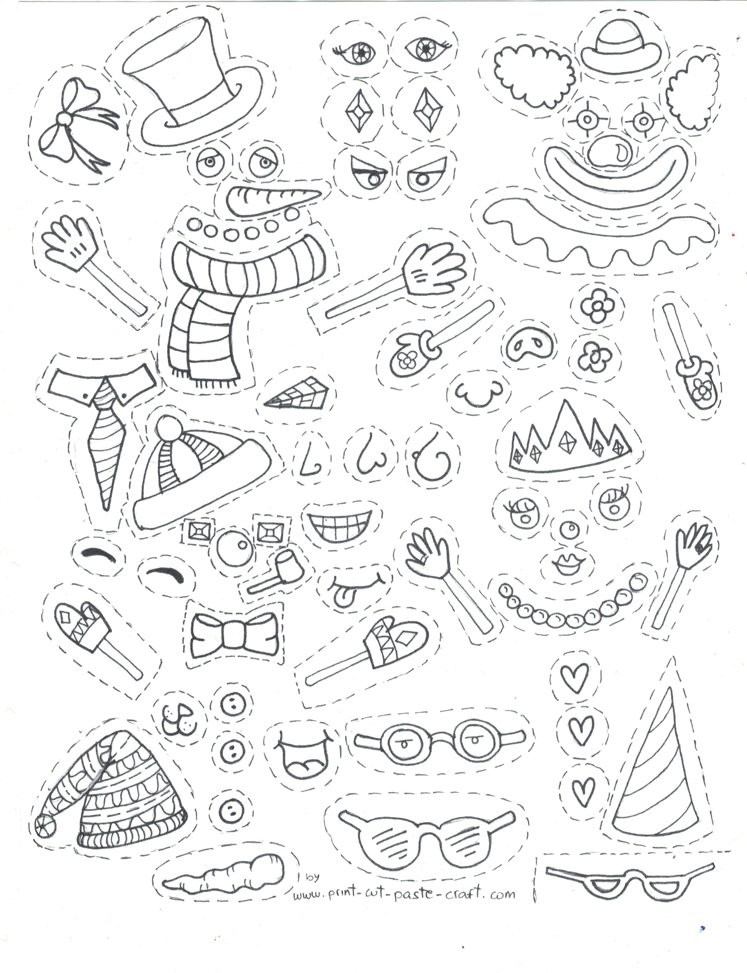 Coloring pages print cut paste craft