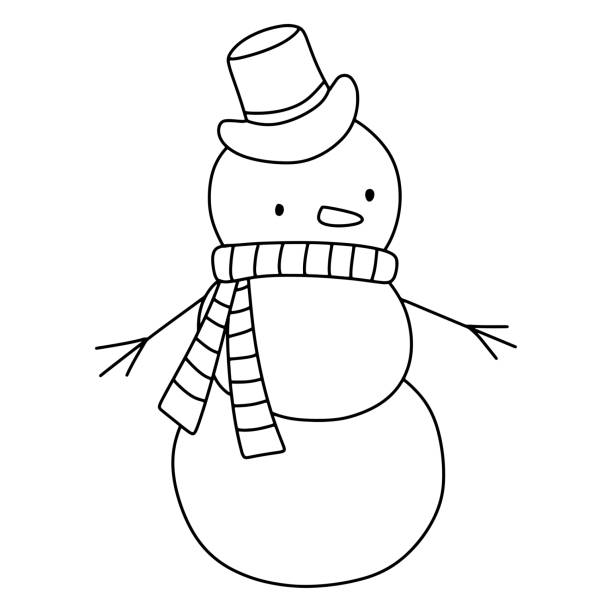 Snowman coloring book page stock photos pictures royalty