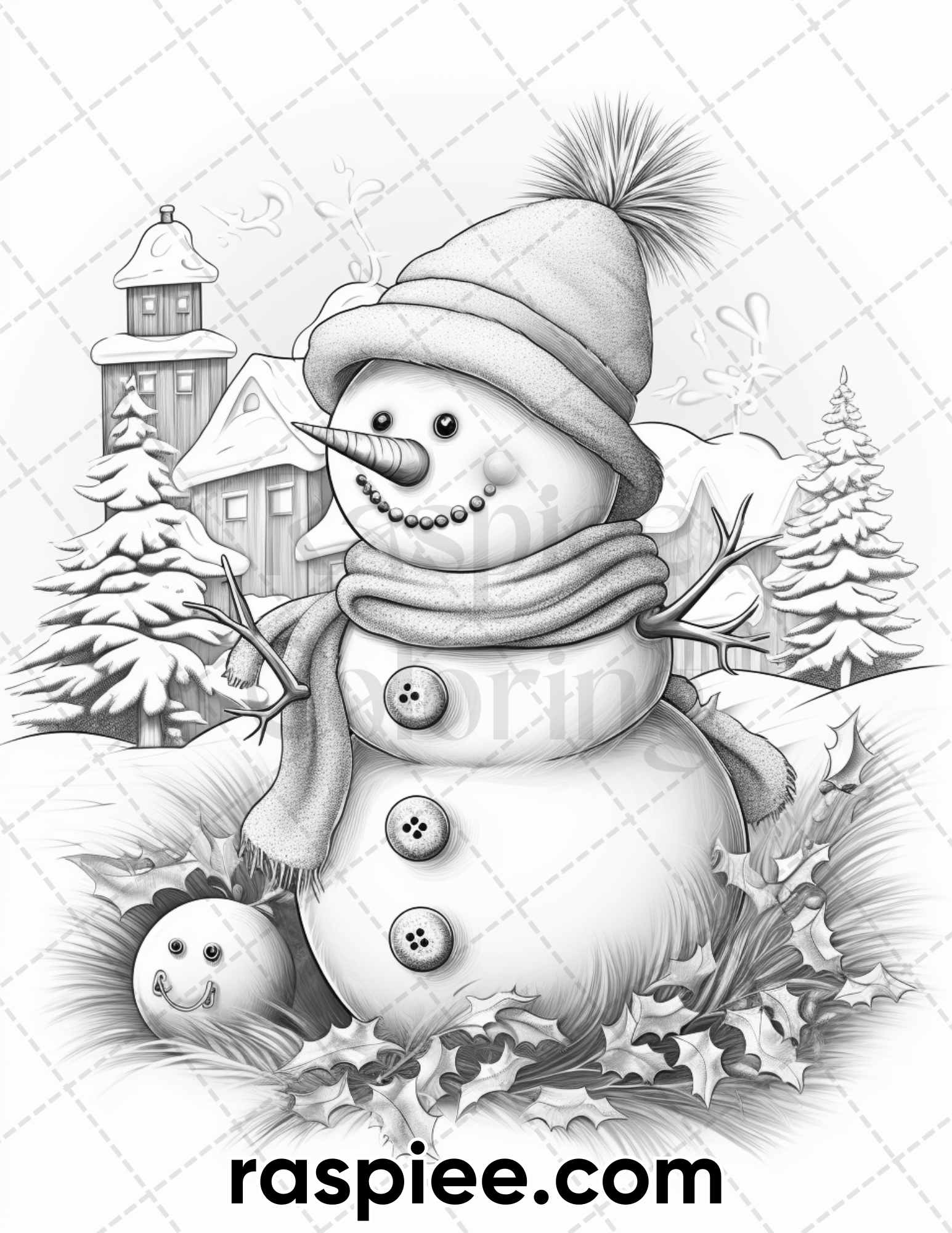 Chistmas snowman grayscale coloring pages for adults printable pdf â coloring