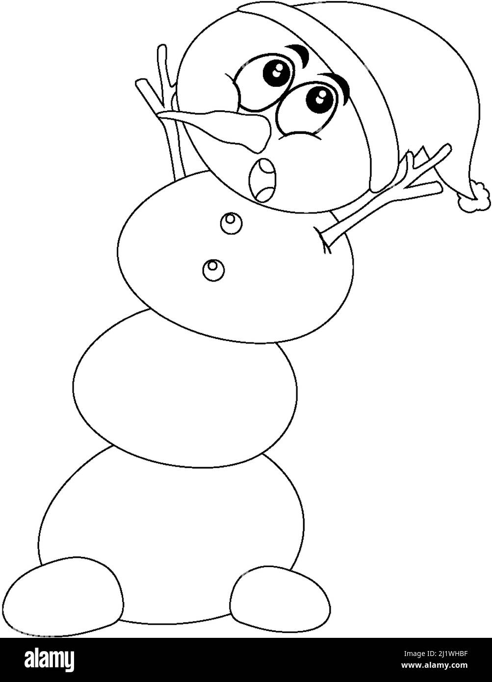 Snowman doodle outline for colouring illustration stock vector image art