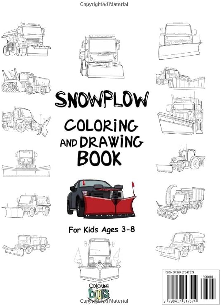 Snowplow coloring and drawing book for kids ages