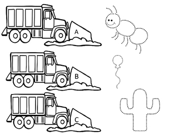 Snow plow alphabet picture tracing by acmodating activities tpt