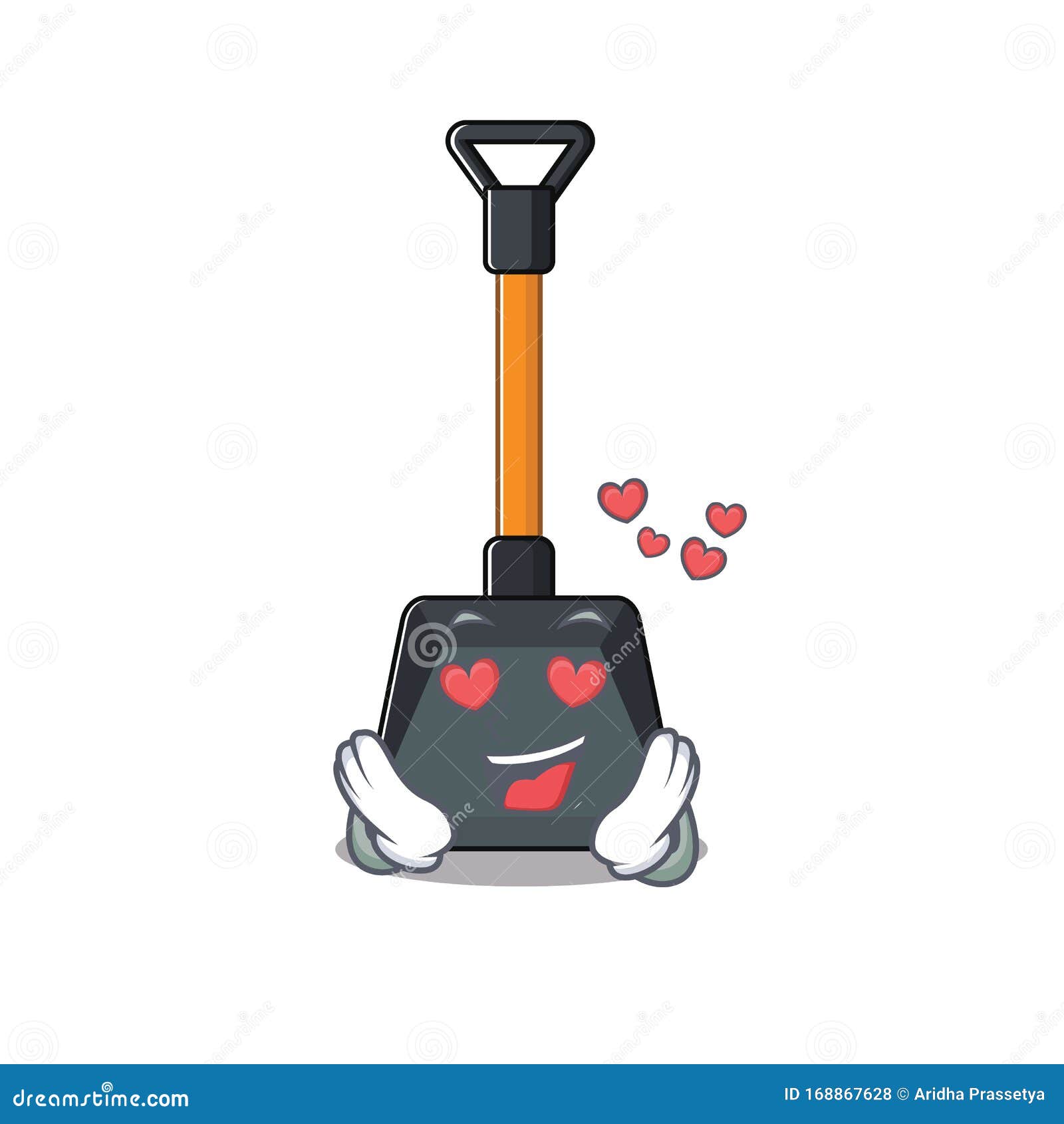 Falling in love cute snow shovel cartoon character design stock vector