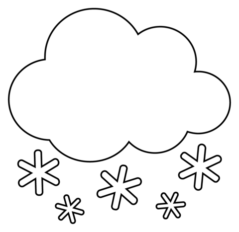 Cloud with snow emoji coloring page free printable coloring pages