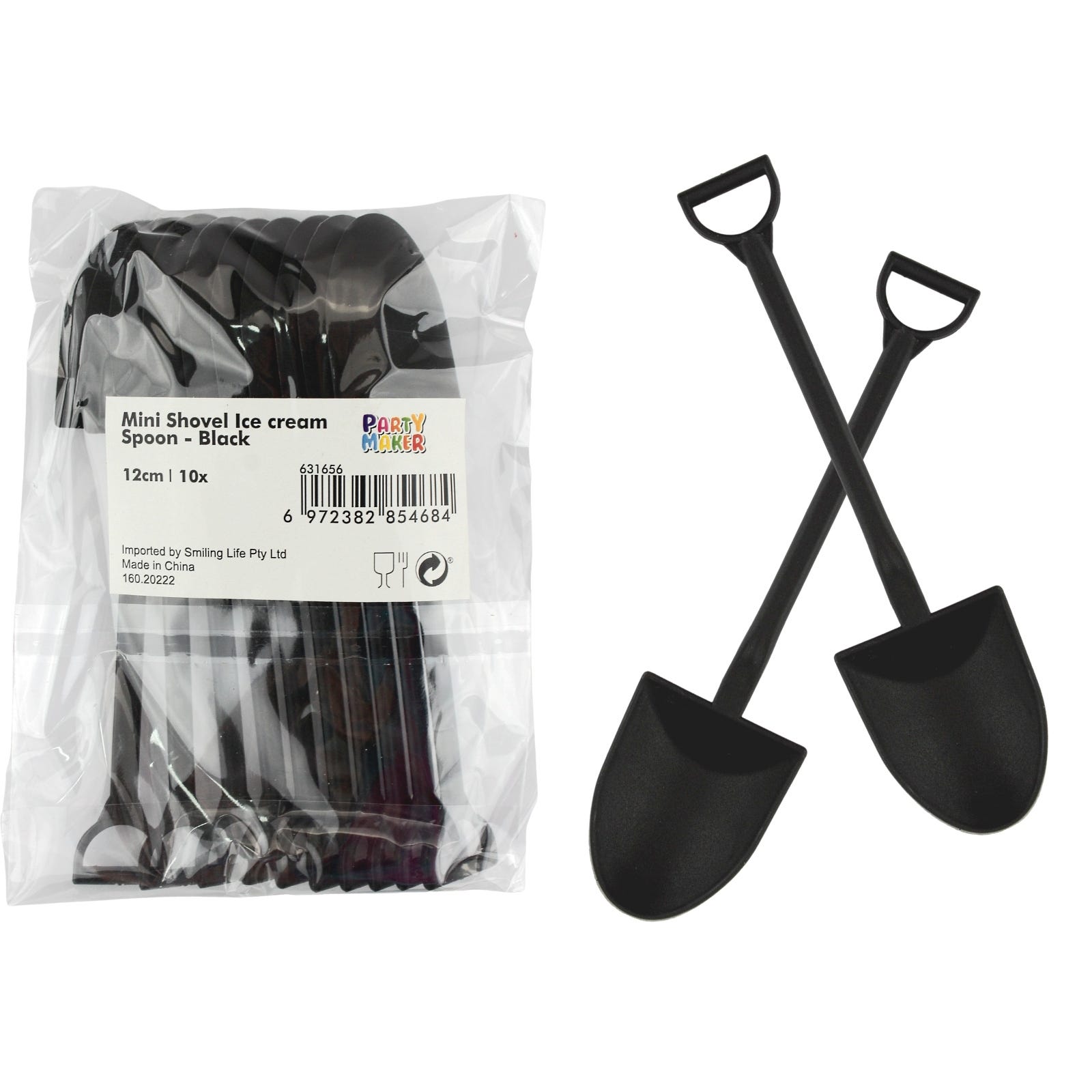 Mini black construction shovel spoons pack of construction boys birthday party supplies