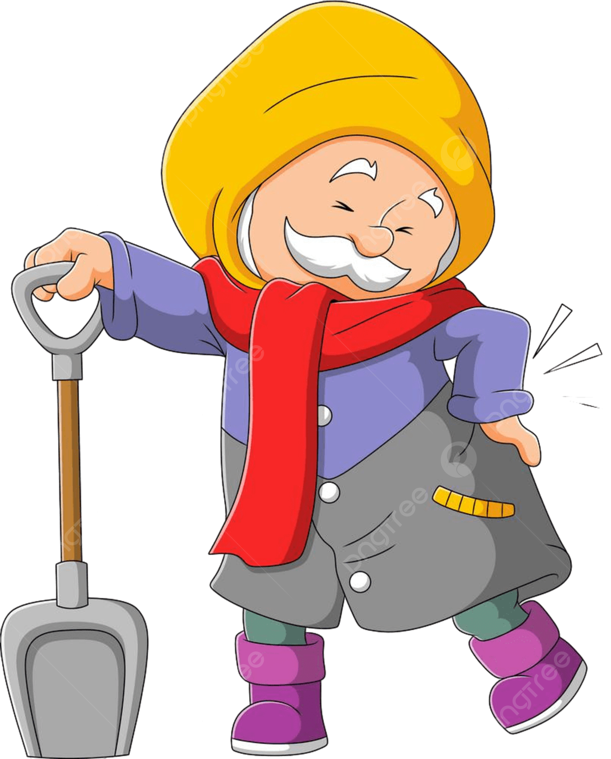 Shovel digging vector design images the grandpa has gout while digging with a shovel style pain male png image for free download