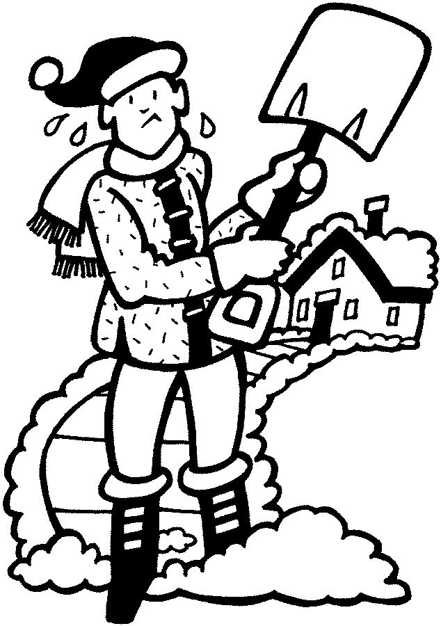Snow shoveling coloring pages