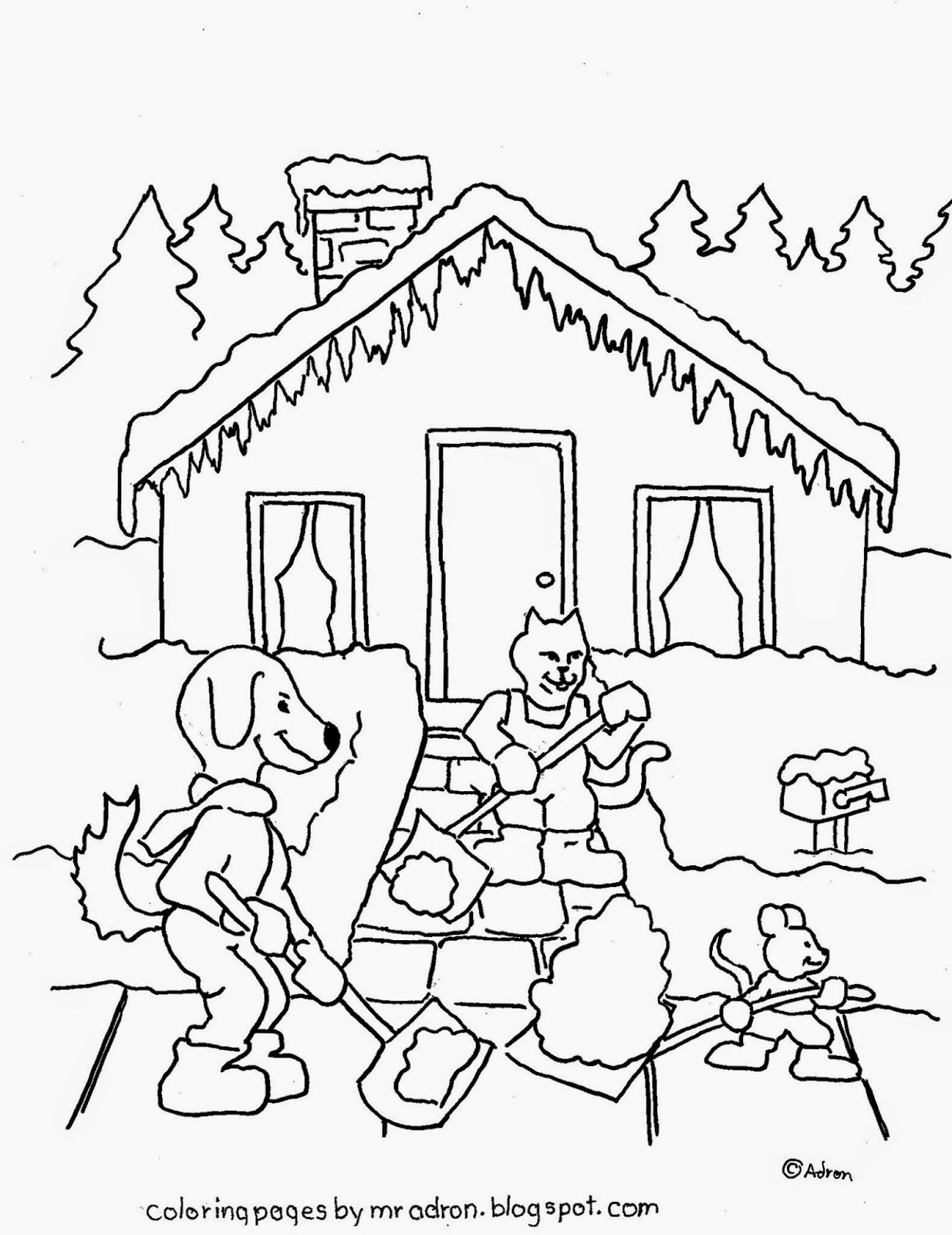 Coloring pages for kids by mr adron free coloring page animal friends shovel snow coloring pages coloring pages for kids free coloring pages