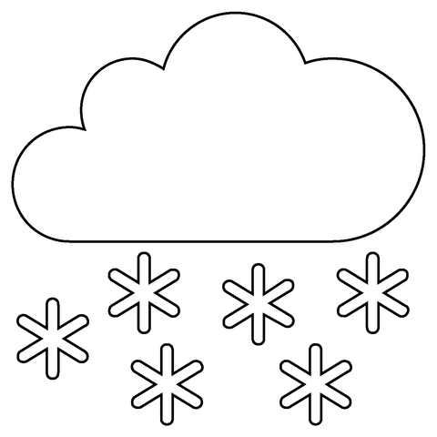 Cloud with snow emoji coloring page free printable coloring pages