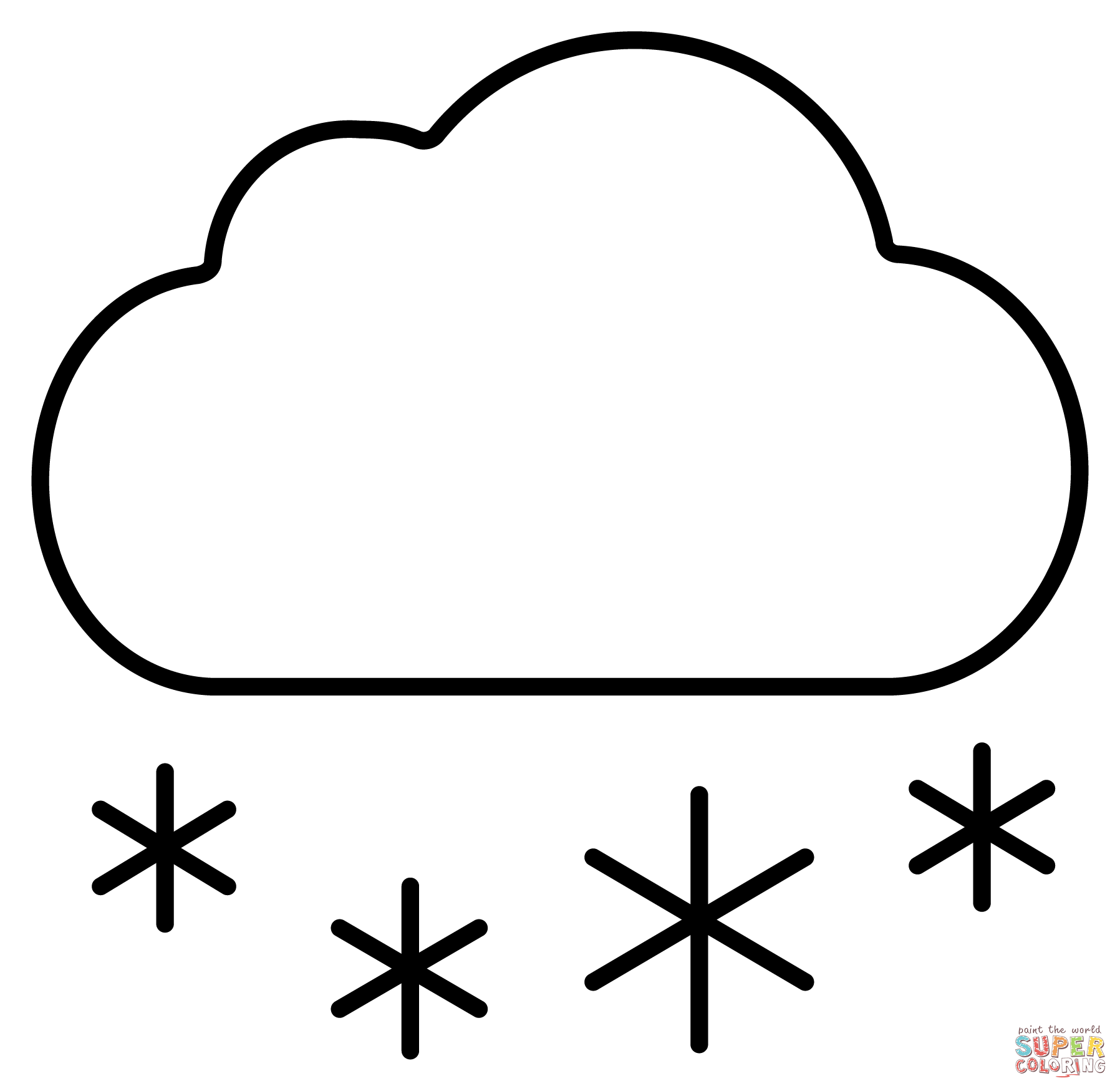 Cloud with snow emoji coloring page free printable coloring pages