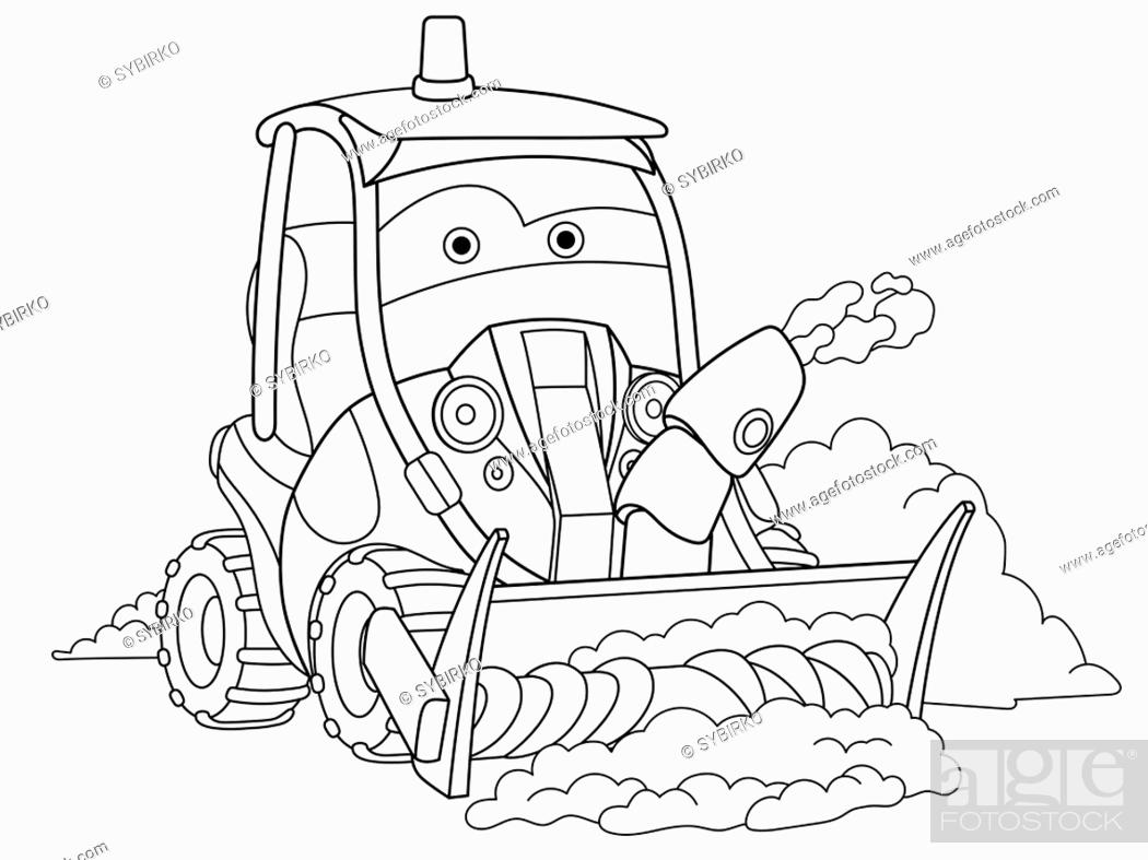 Coloring page coloring picture of cartoon snow plow truck stock vector vector and low budget royalty free image pic esy