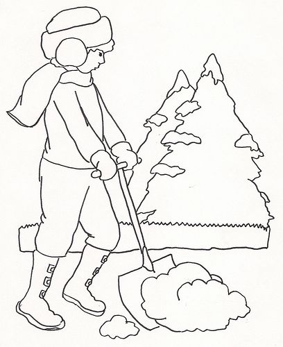 Boy shoveling snow embroidery hoop art shoveling snow coloring pages