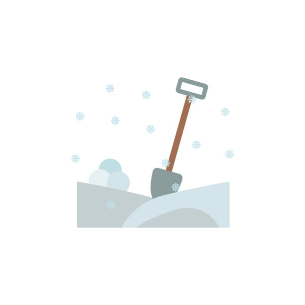 Shoveling snow drawing stock illustrations royalty