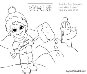 Coloring page snow shoveling sophie and sadie