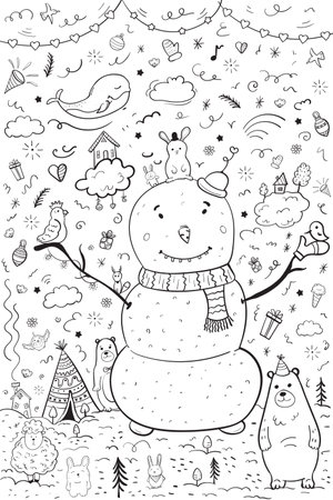 Winter coloring book cliparts stock vector and royalty free winter coloring book illustrations