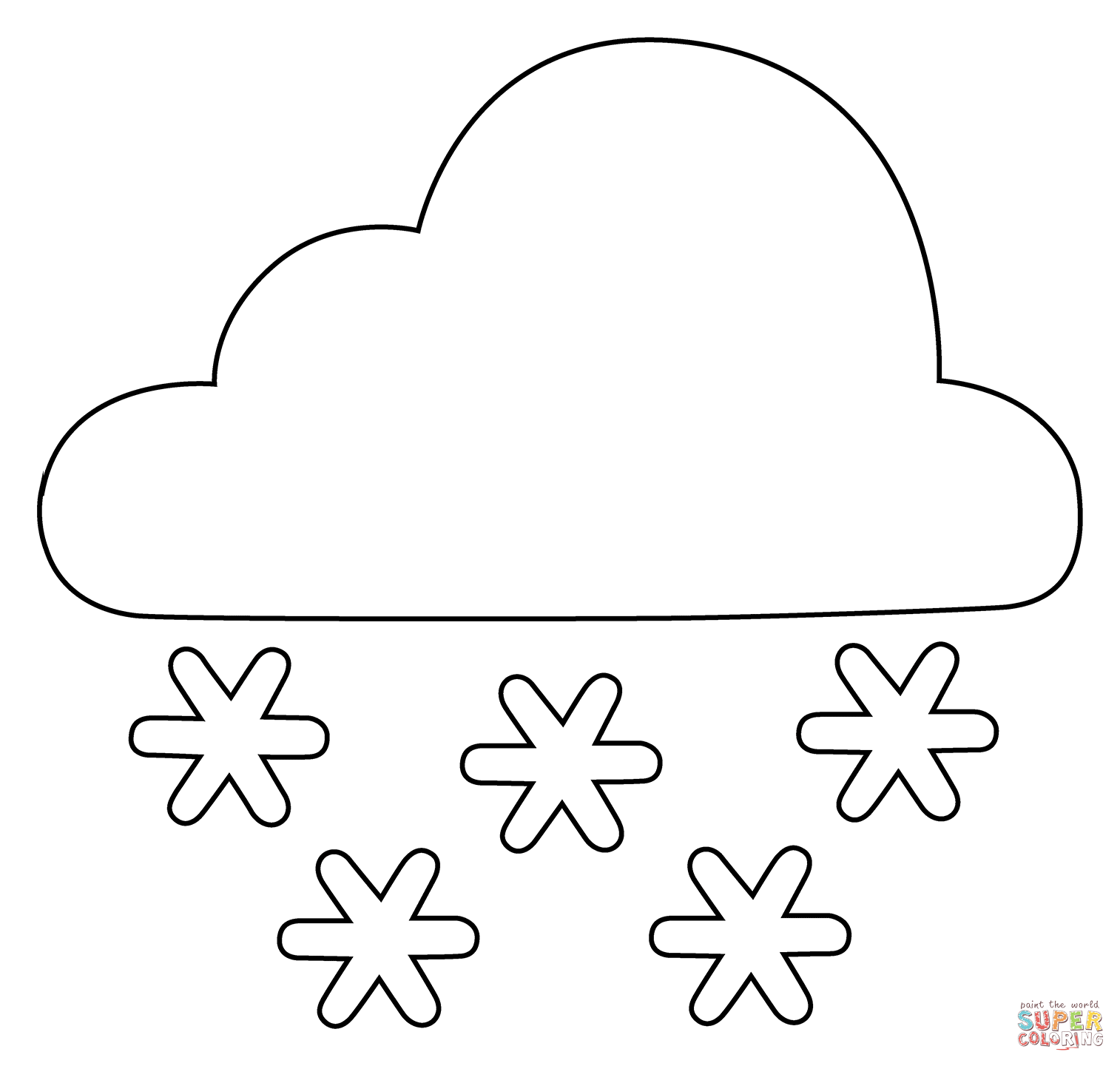 Cloud with snow emoji coloring page free printable coloring pages