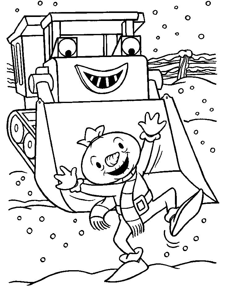 Snow shoveling coloring pages