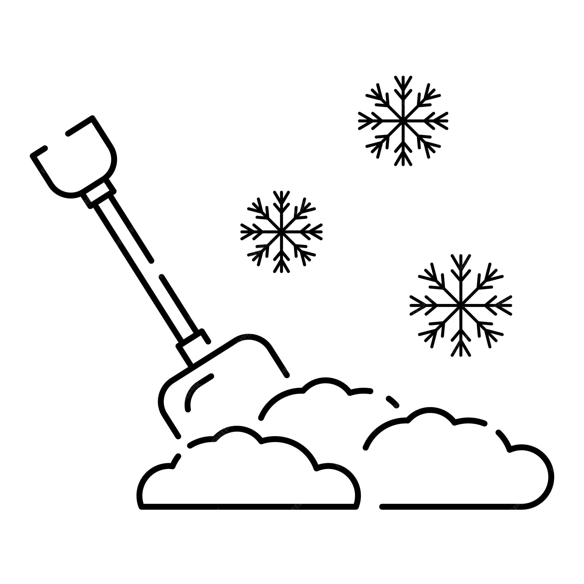 Premium vector snow removal snow blower icon in black line style icon style winter season vector background shovel