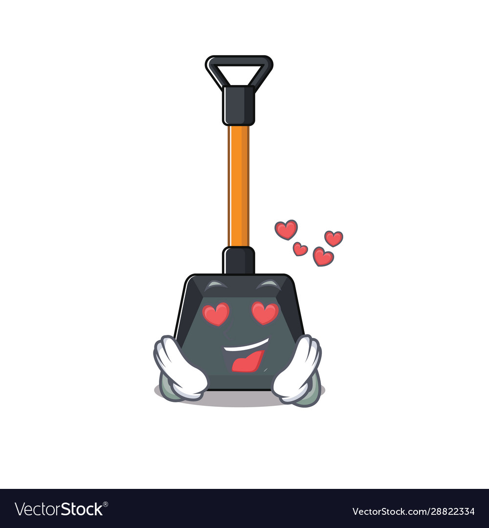 Falling in love cute snow shovel cartoon character