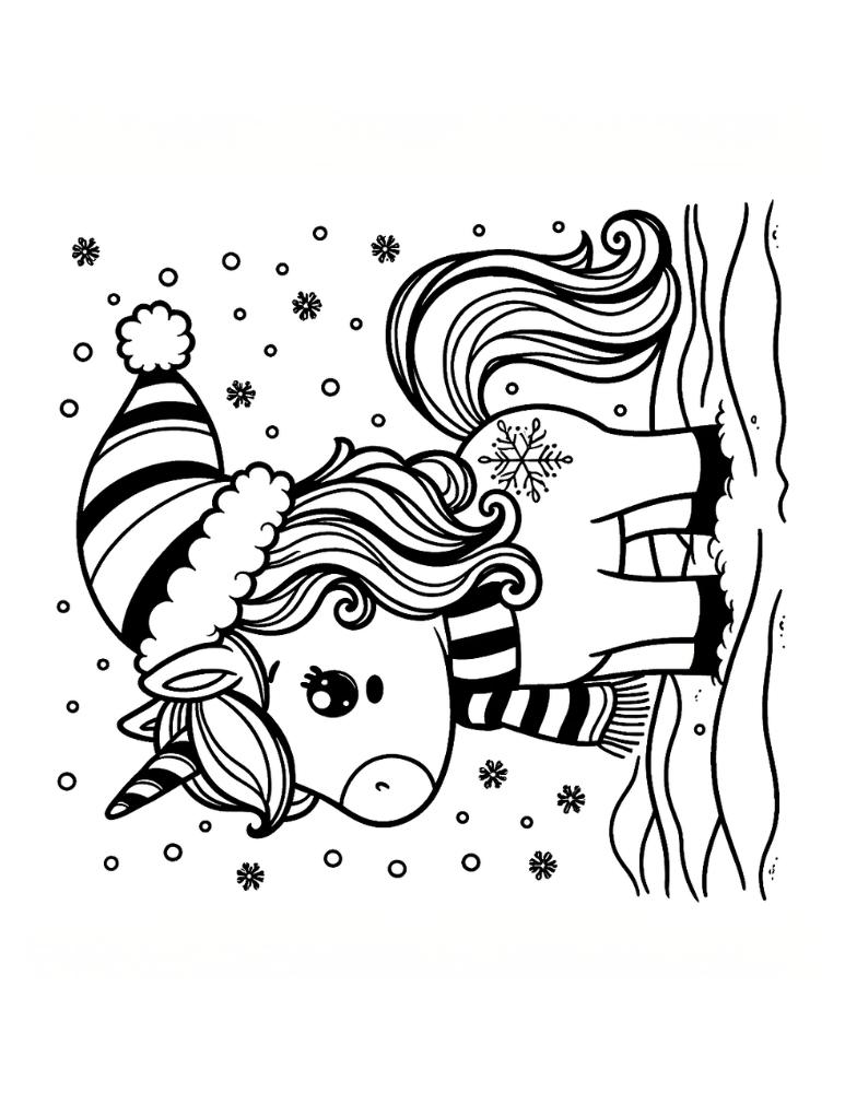 Free christmas unicorn coloring pages for kids