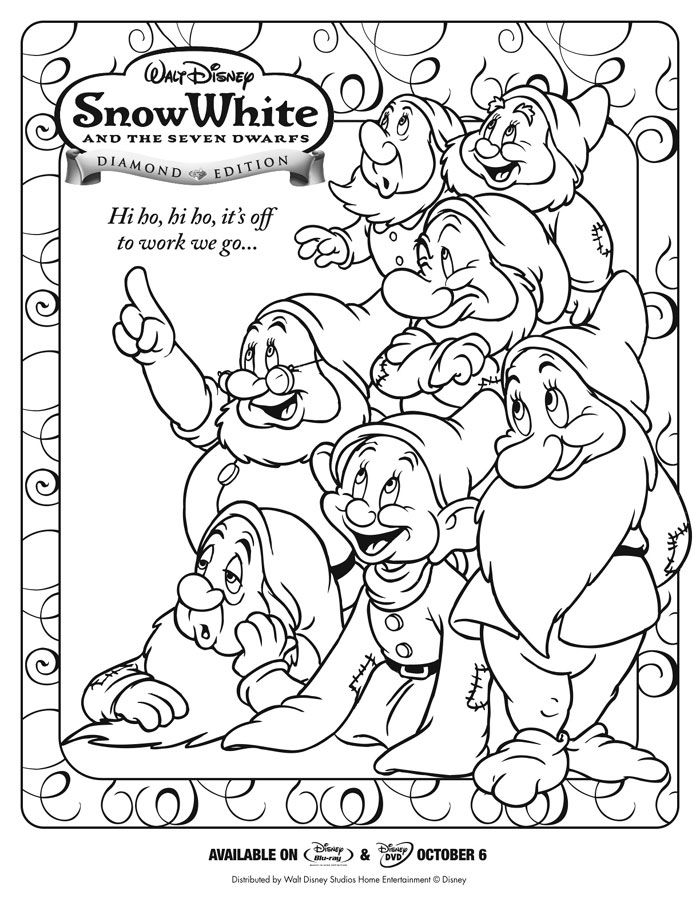 Snow white and the seven dwarfs activity sheets snow white coloring pages disney coloring pages snow white drawing