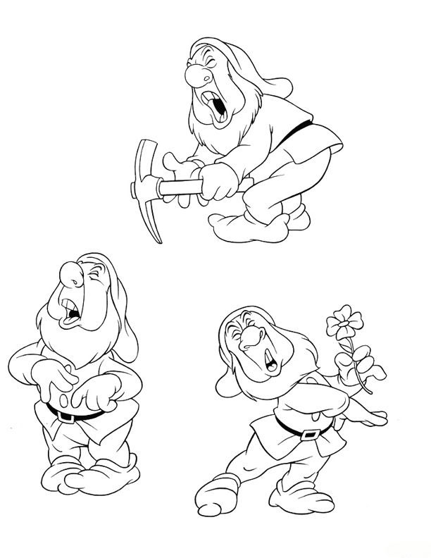 Kids under snow white and the seven dwarfs coloring pages part