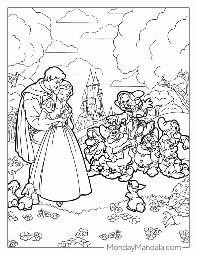 Snow white coloring pages free pdf printables