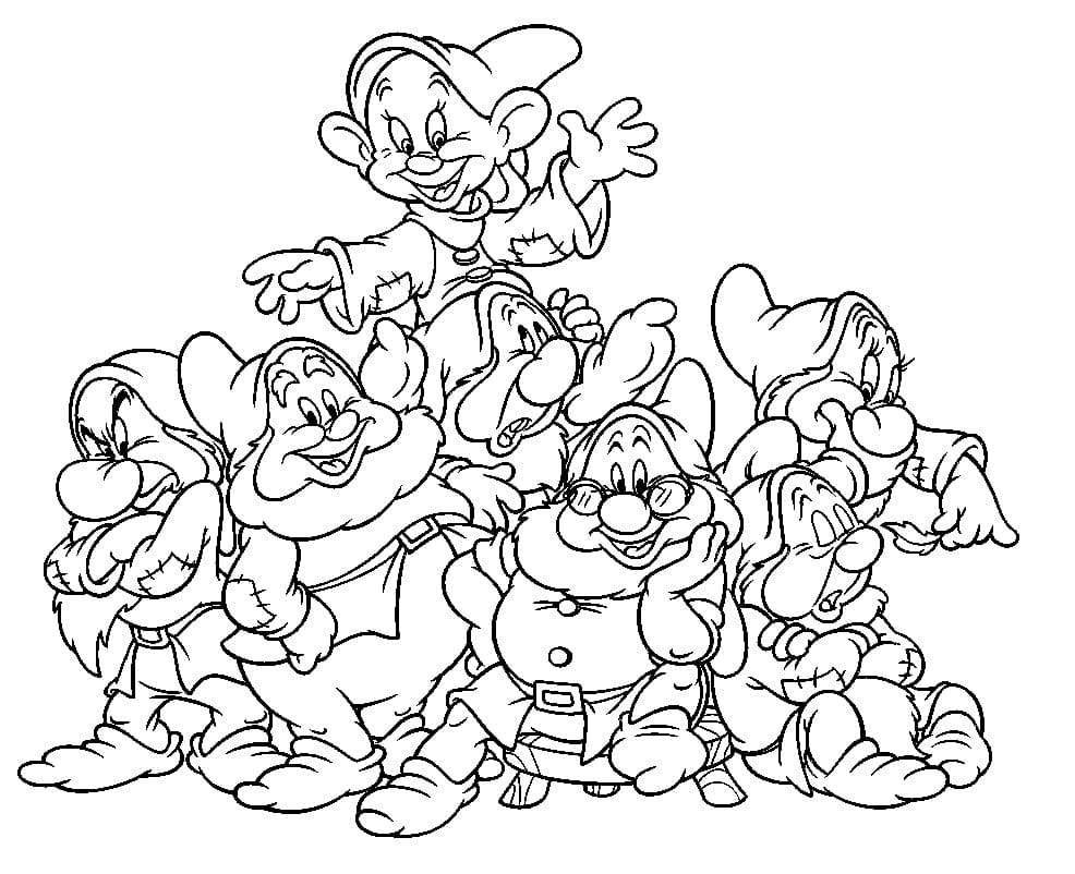 Disney seven dwarfs coloring page